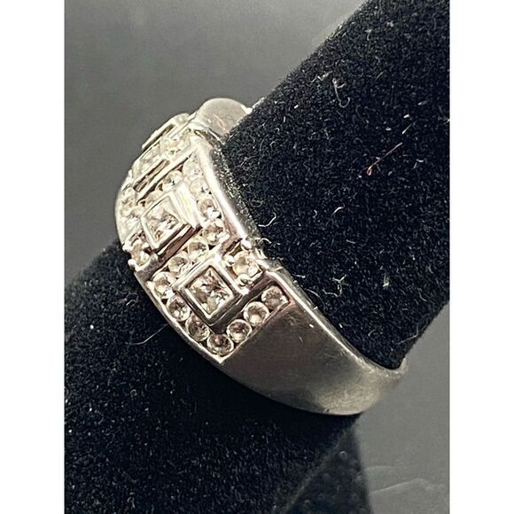 MEDA sterling silver 925 princess cut and round CZ band size 6 - Picture 4 of 8
